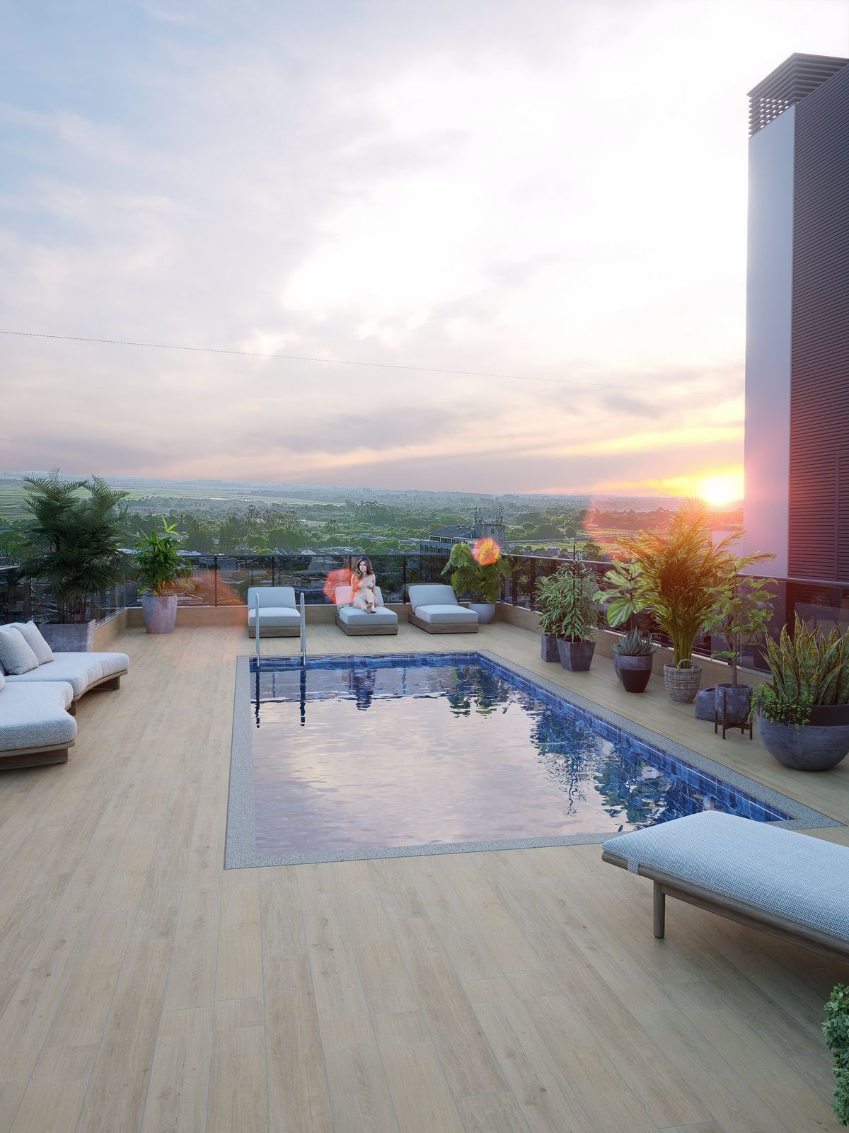 Piscina com deck